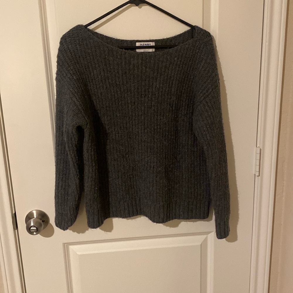 Off the shoulder grey sweater
